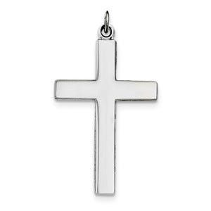 Sterling Silver Rhodium-plated Cross Lord\'s Prayer Pendant