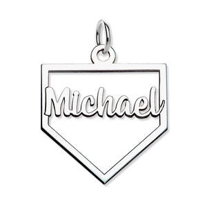 Personalized Cut-out Baseball Homeplate Pendant w/ Name