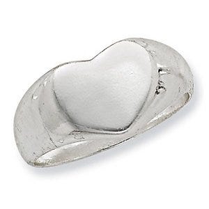 Sterling Silver Women's Heart Signet Ring