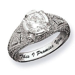 Sterling Silver Round Antique Cubic Zirconia Promise Ring