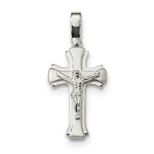 Sterling Silver Satin & Polished Crucifix Pendant