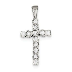 Sterling Silver CZ Latin Cross Pendant