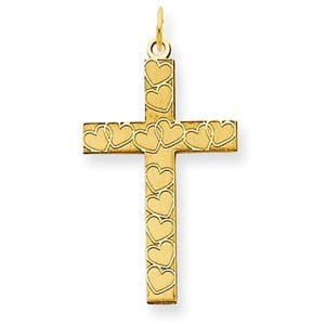14K Laser Designed Cross Pendant