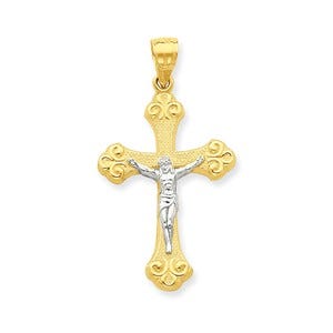 10k & Rhodium Crucifix Pendant
