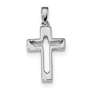 Sterling Silver Rhodium-plated Jesus Cut-out Cross Pendant