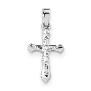 14k White Gold Polished INRI Crucifix Pendant