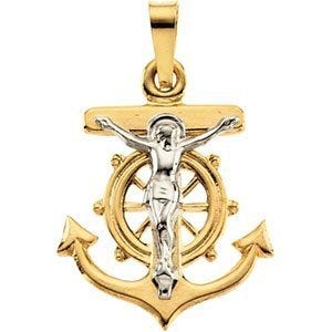 TWO TONE MARINER'S CROSS PENDANT