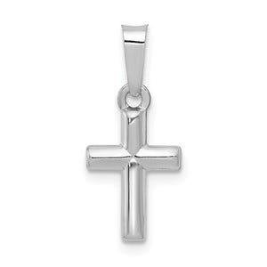14k White Gold Polished Cross Pendant