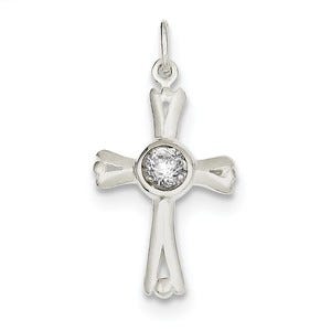 Sterling Silver CZ & Cross Pendant