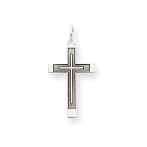 14K White Gold Laser Designed Cross Pendant