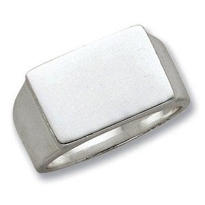 Sterling Silver Men's Rectangle Solid Back Signet Ring