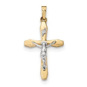 14k Two-tone Polished INRI Crucifix Pendant