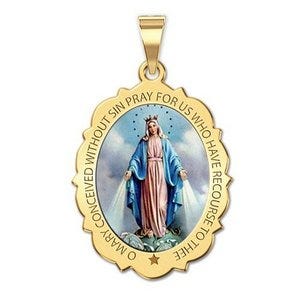 Miraculous Medal Scalloped Oval Color "EXCLUSIVE"