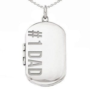 Sterling Silver #1 Dad Dog Tag Photo Locket