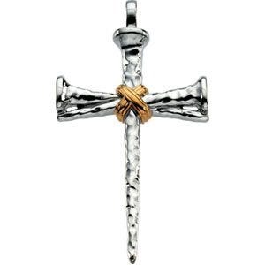 14K Two-Tone Gold CROSS NAILS PENDANT