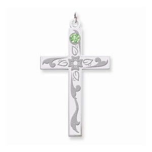 Sterling Silver Crystal Family Cross Pendant