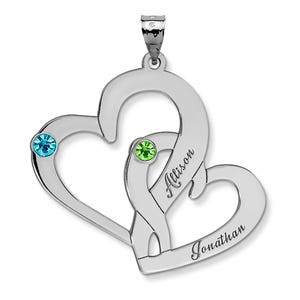 Personalized Couple's Heart Pendant w/ Birthstones