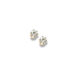14K Yellow Gold Child's Genuine White Topaz Birthstone Stud Earrings