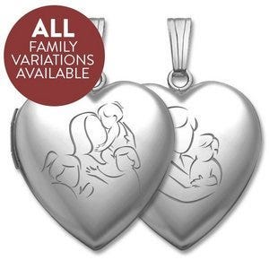 Build Your Own Sterling Silver 2-Picture Mom Heart Locket