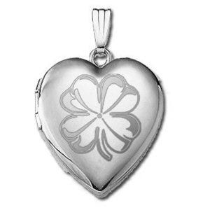 Sterling Silver "Sweetheart" 4 Leaf Clover Heart Locket