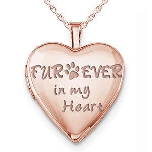 Rose Gold Plated "Furever In My Heart" Heart Photo Locket