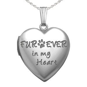 Sterling Silver " Fur-ever in my heart " Heart Photo Locket