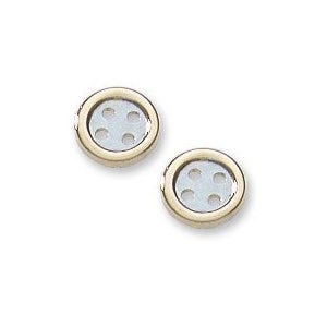 14KTwo Tone Gold Button Children Post Earrings