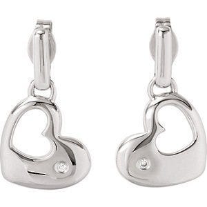 Diamond Heart Dangle Earrings