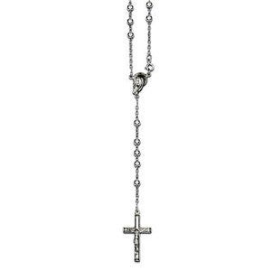 Sterling Silver Polished Rosary Necklace /with Young Virgin Mary Medal