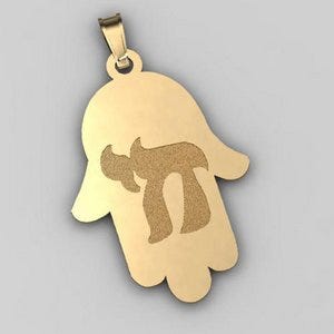 Hamsa Pendant w/ Chai Symbol