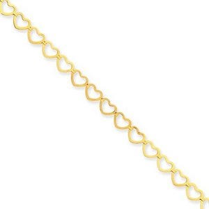 14k Polished Cut-Out Heart Anklet