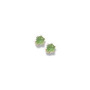 14K Yellow Gold Child's Genuine Emerald Birthstone Stud Earrings