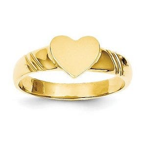 14K Gold Girl's Heart Signet Ring