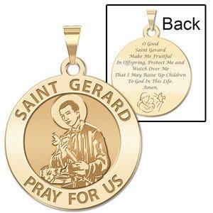 Saint Gerard Round Religious "Motherhood" Prayer Double Sided Religious Medal