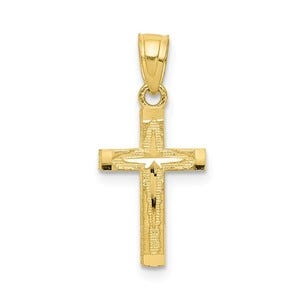 10k Diamond-Cut Cross Pendant