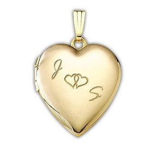 Yellow Gold Together Forever Heart Photo Locket