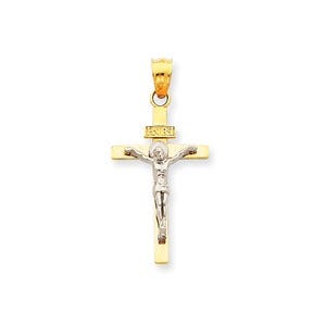 14K Two-tone INRI Crucifix Pendant