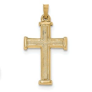 14k Brushed and Polished Latin Cross Pendant