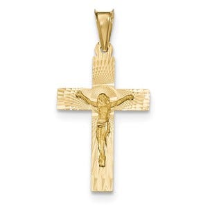 14k Polished Satin and D/C Crucifix Pendant