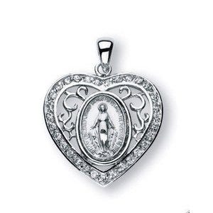 Sterling Silver Miraculous Medal w/ Cubic Zirconias
