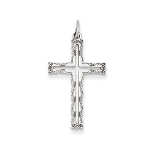 14K White Gold Laser Designed Cross Pendant