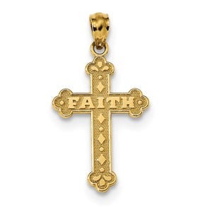 14k Satin & Polished Faith Cross Pendant