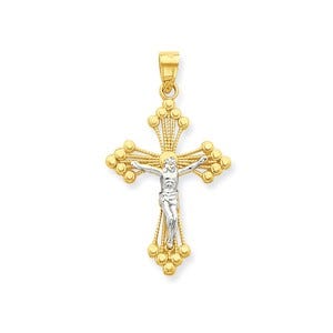10k & Rhodium Crucifix Pendant