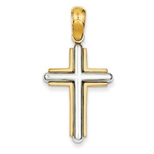14k Two-tone Cross Pendant