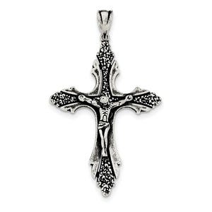 Sterling Silver Antiqued INRI Crucifix Pendant