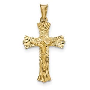 14k Polished Satin and D/C Crucifix Pendant