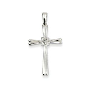 14k White Gold Diamond Cross Pendant