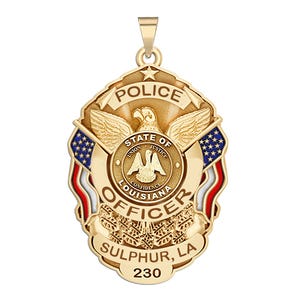 Personalized Sulphur Louisiana Police Badge with Your Rank, Number & Department