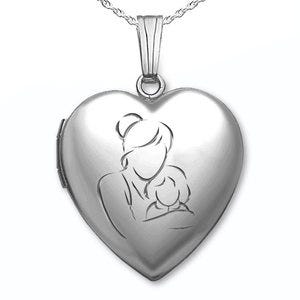 Sterling Silver "Mom and Daughter" Heart Photo Locket