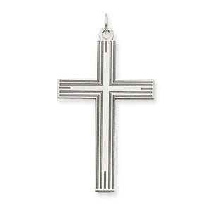 14K White Gold Laser Designed Cross Pendant